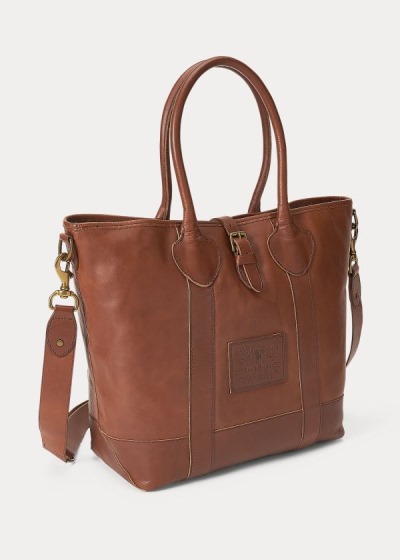 Bolsos De Mano Polo Ralph Lauren Hombre Marrom - Heritage Tumbled Leather - YIXFQ7456